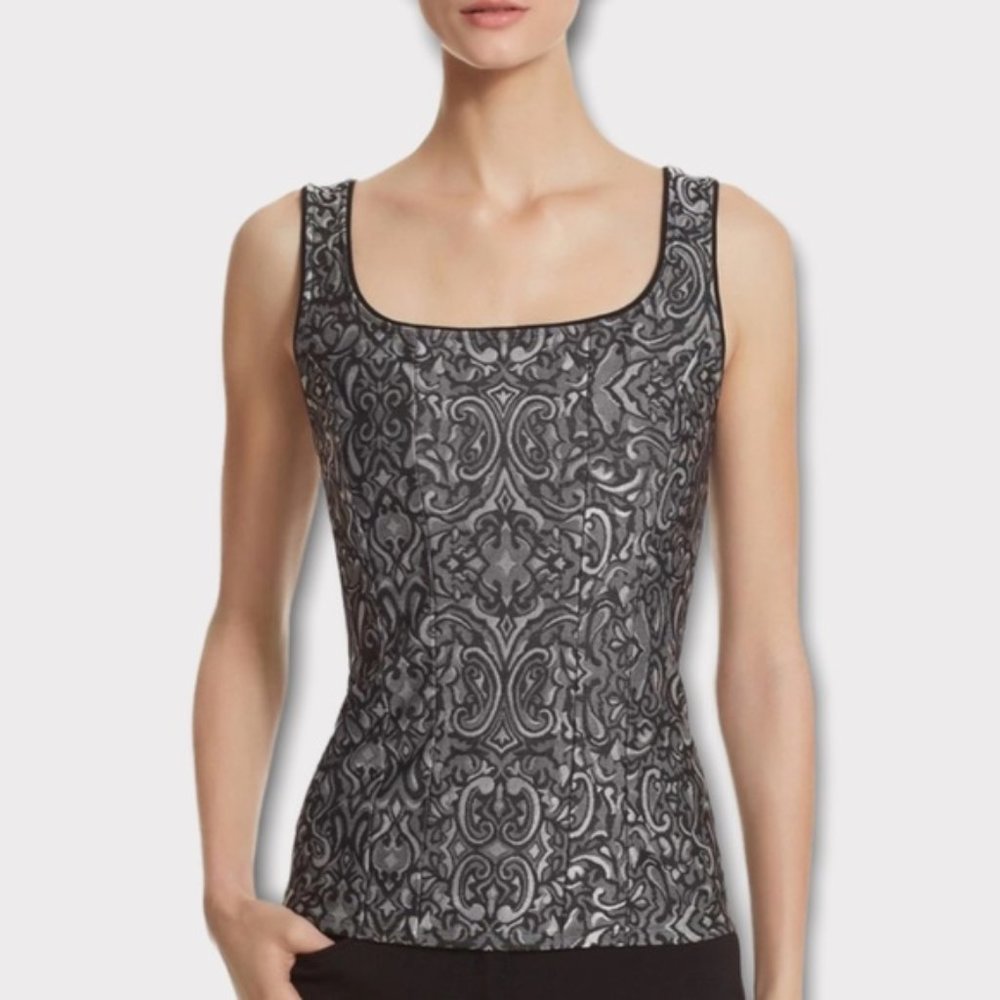 WHITE HOUSE BLACK MARKET Floral Jacquard Corset Fitted Tank size S